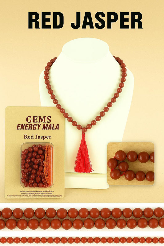 Red Jasper Mala: 108 Bead Healing Necklace, Grounding Prayer Beads