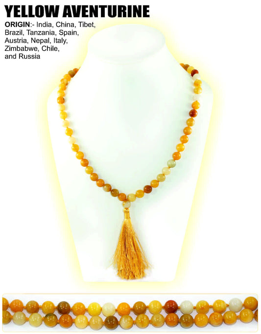 Yellow Aventurine Mala: 108 Bead Healing Energy Necklace