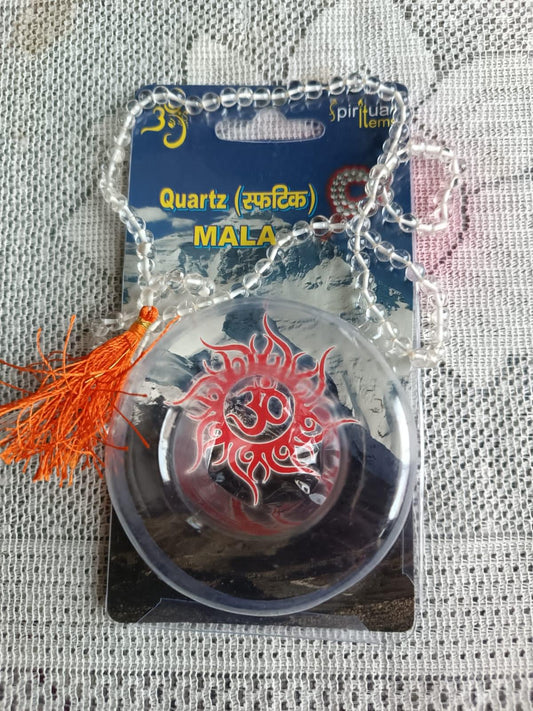 Quartz Crystal Mala: 108 Bead Gemstone Prayer Necklace