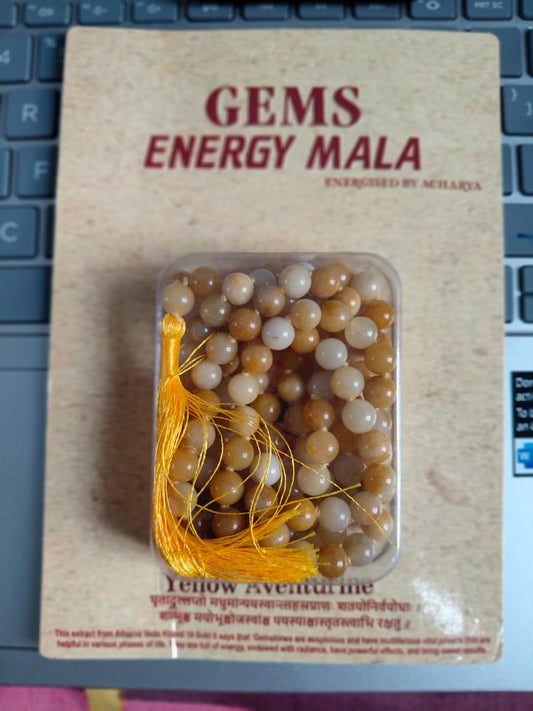 Yellow Aventurine Mala: 108 Bead Healing Energy Necklace
