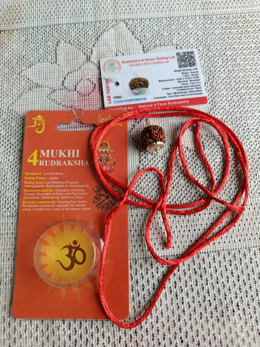 4 Mukhi Rudraksha – Certified Natural Bead for Protection, Meditation & Positive Energy