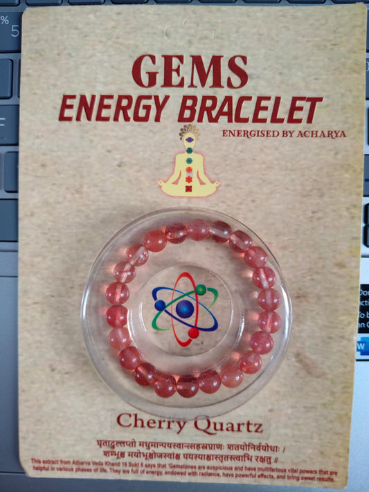 Cherry Quartz Gemstone Energy Bracelet – Ratan Urja Bracelet for Chakra Healing, Positivity & Mental Balance