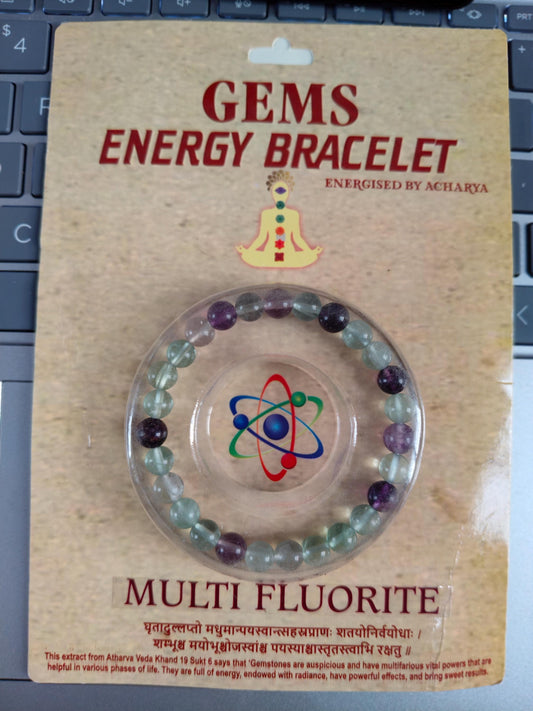 Natural Multi Fluorite Energy Bracelet – Chakra Balancing Crystal for Mind Clarity & Aura Cleansing