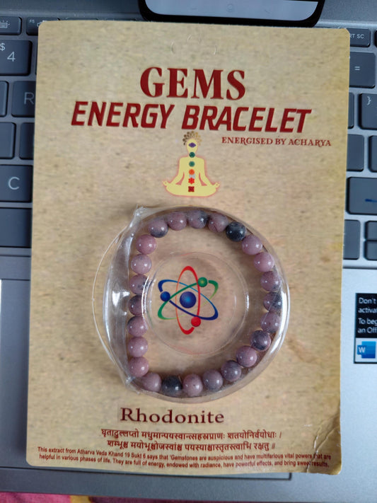Rhodonite Energy Bracelet – Natural Gemstone Beads for Balance