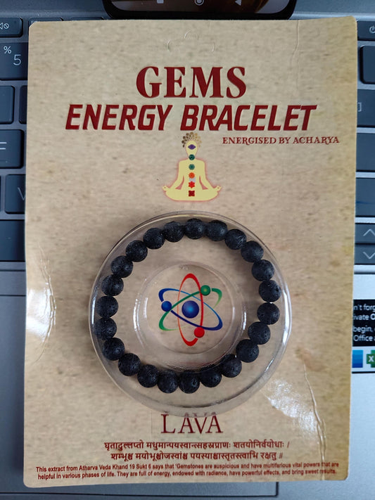 Lava Stone Energy Bracelet: Grounding Gemstone, Certified by RGTL