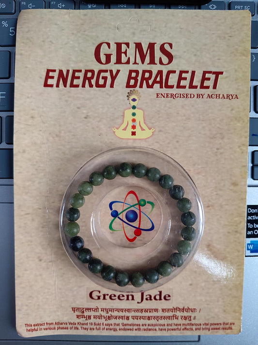 Natural Green Jade Bracelet – Energized Gemstone, Certified Semi-Precious Stone