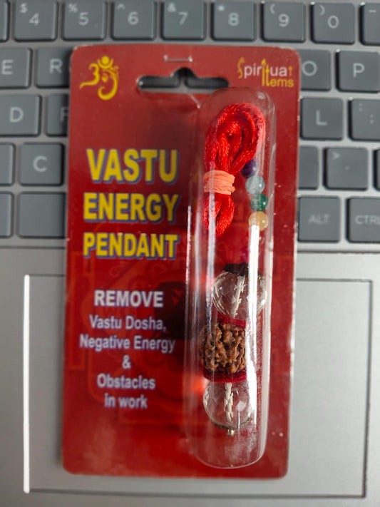 Vastu Energy Pendant: Rudraksha, Quartz & Gem Beads - Spiritual Home Charm