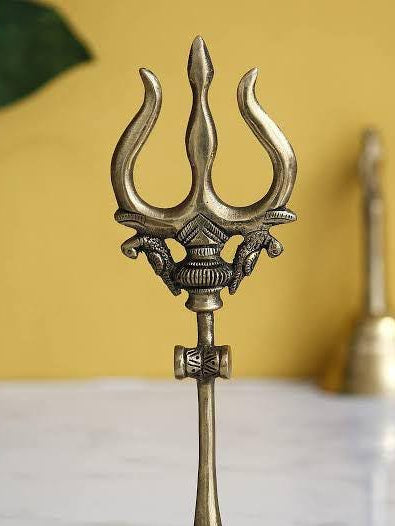 Handmade Brass Trident for Pooja and Display