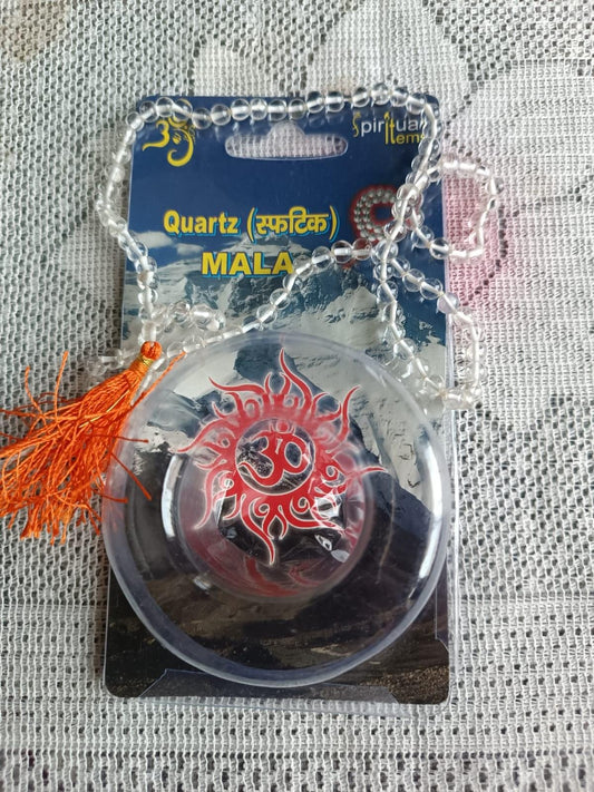 Quartz Crystal Mala: 108 Bead Gemstone Prayer Necklace