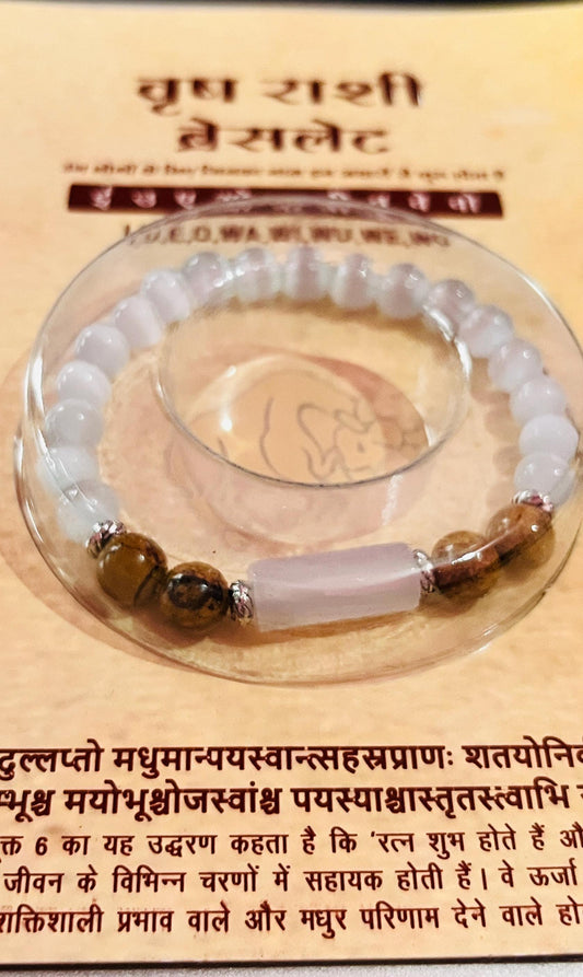 Taurus Zodiac Bracelet: Vrishabha Rashi Gemstone Bracelet