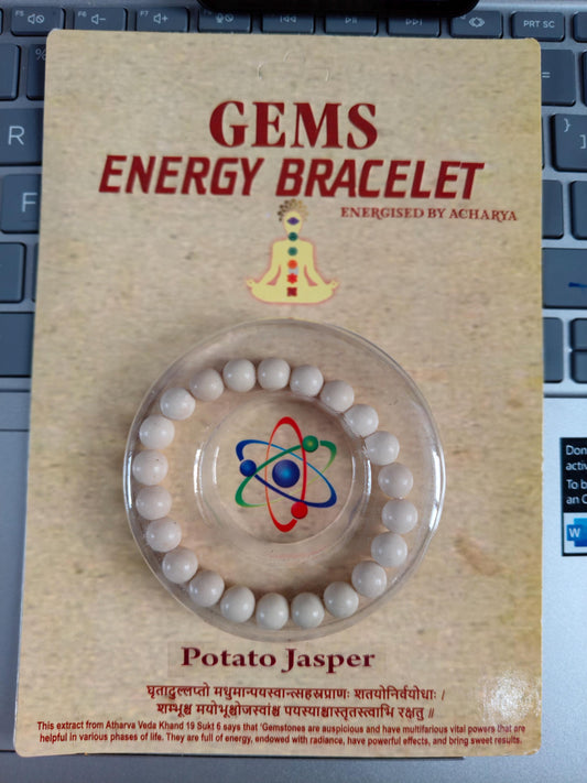 Potato Jasper Energy Bracelet – Natural White Gemstone Bracelet for Peace, Balance, and Mental Clarity