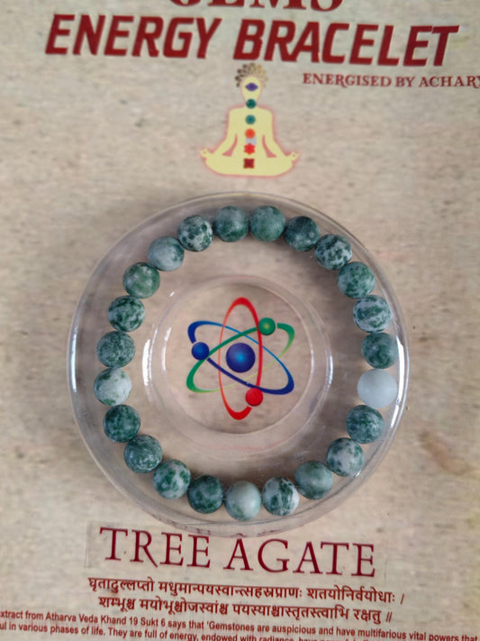 Tree Agate Gemstone Bracelet: Natural Healing Energy, Calmness