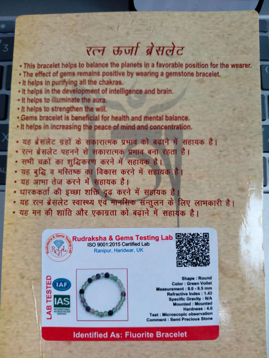 Natural Multi Fluorite Energy Bracelet – Chakra Balancing Crystal for Mind Clarity & Aura Cleansing